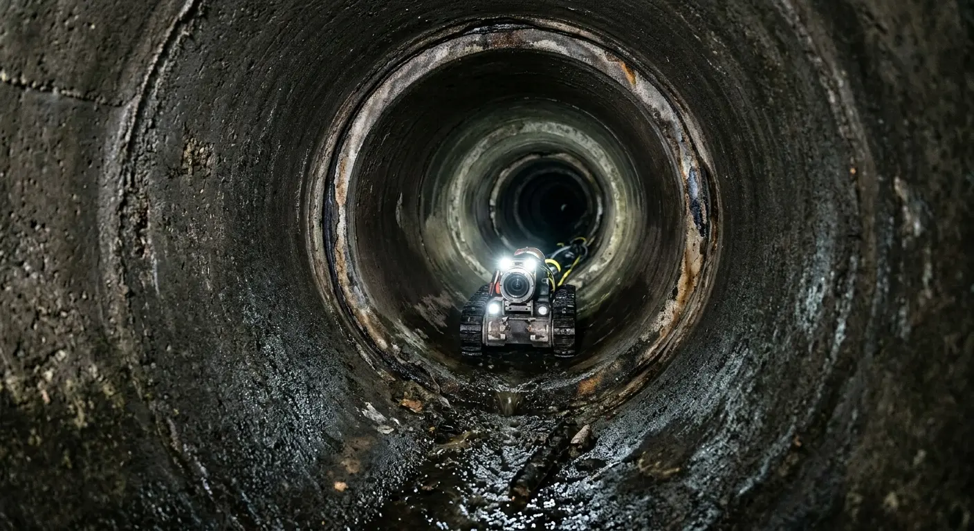 Robotic sewer camera inspecting pipe interior for Drain Snake Service in South Union