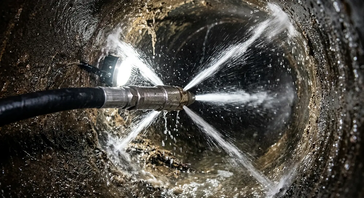 High-pressure hydro jetting nozzle cleaning sewer pipe for Storm Drain Cleaning in South Union